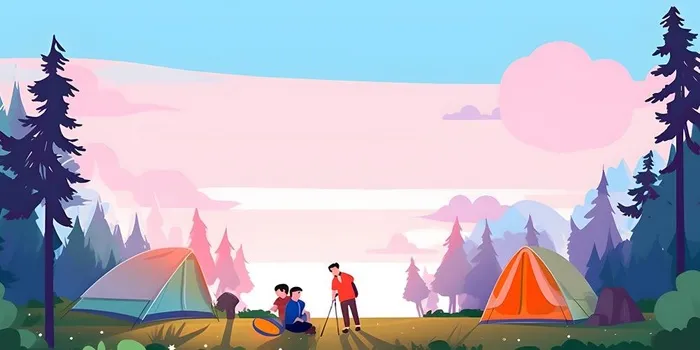 夏日露营大自然背景(2000x1000)