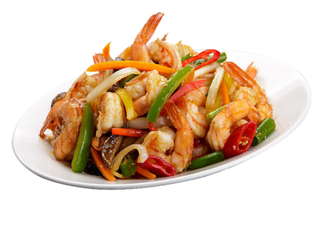 炒虾子菜青菜红椒素材-免扣素材png