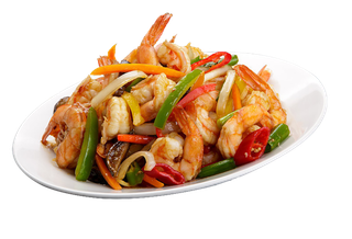 炒虾子菜青菜红椒素材-免扣素材png