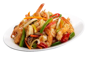 炒虾子菜青菜红椒素材-免扣素材png