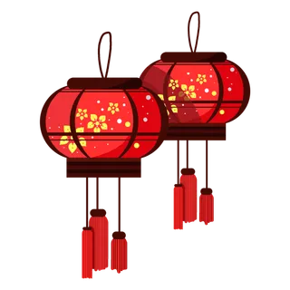 卡通手绘灯笼中秋节元宵节花灯新年海报元素PNG免扣PS素材