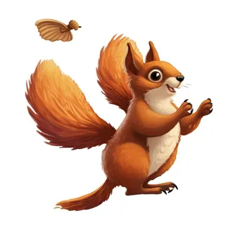 卡通插画松鼠松果免抠