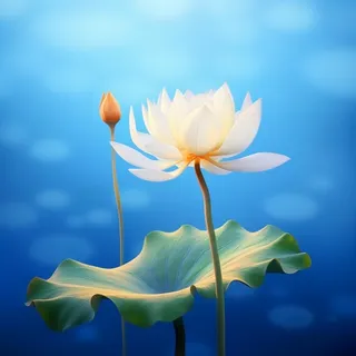 蓝色简约大气荷花意境背景