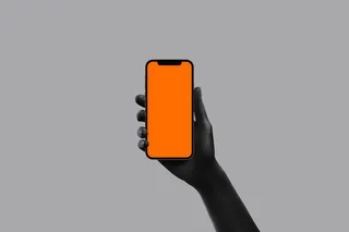 右手手持苹果手机插画展示样机