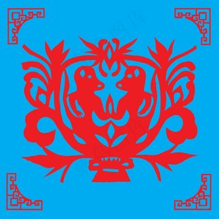 猴子剪纸 剪纸风元素