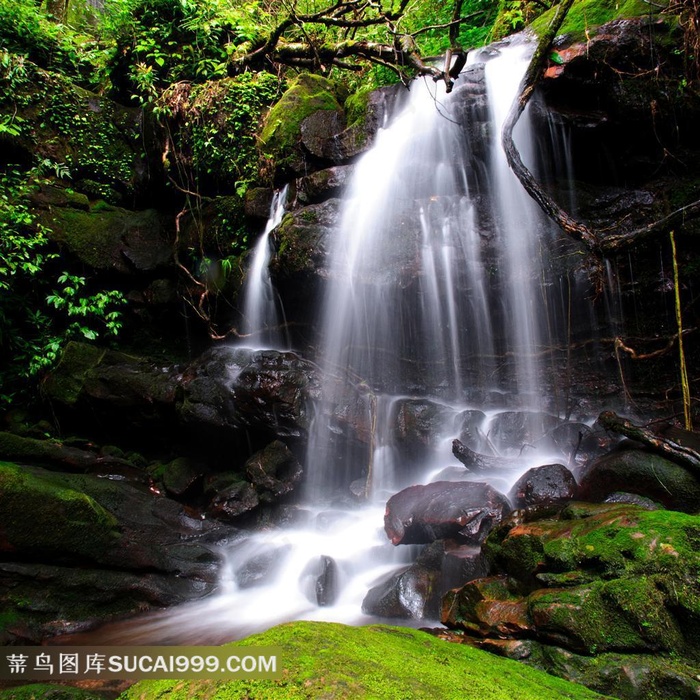 山谷瀑布摄影风景图片