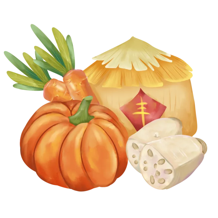 谷物粮食组合粮垛南瓜莲菜