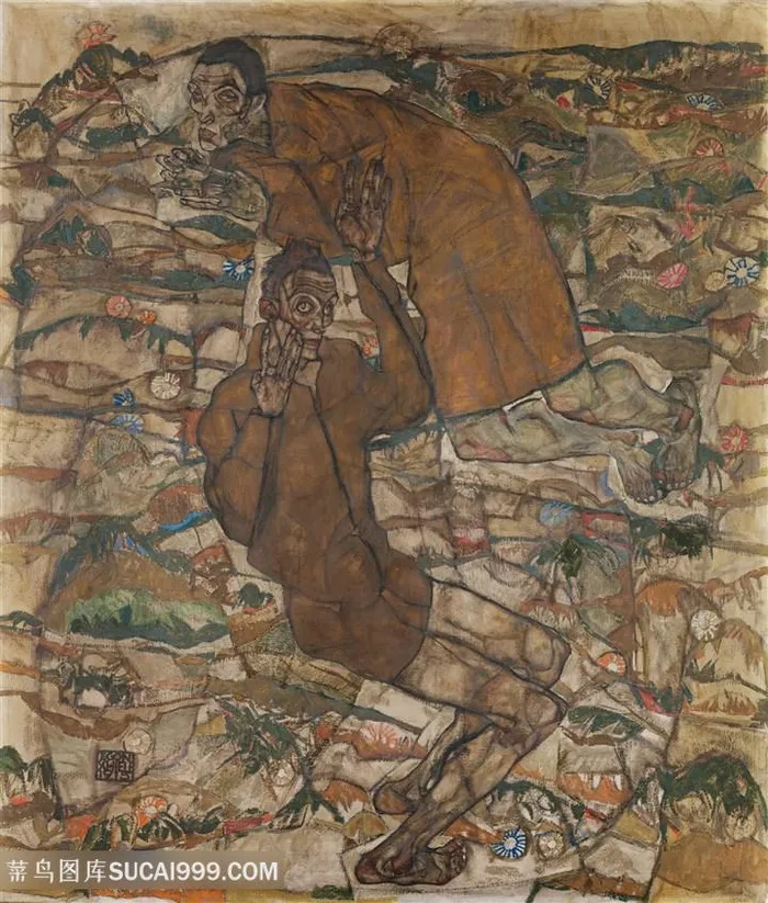 席勒手绘男士艺术抽象插画
