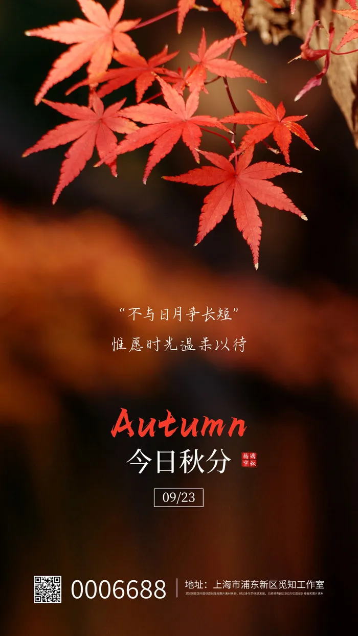 简约秋分宣传手机海报