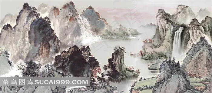 水墨山水风景画素材