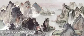 水墨山水风景画素材