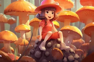 儿童橙色蘑菇炫酷背景