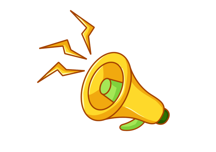 卡通手绘618促销黄色小喇叭元素