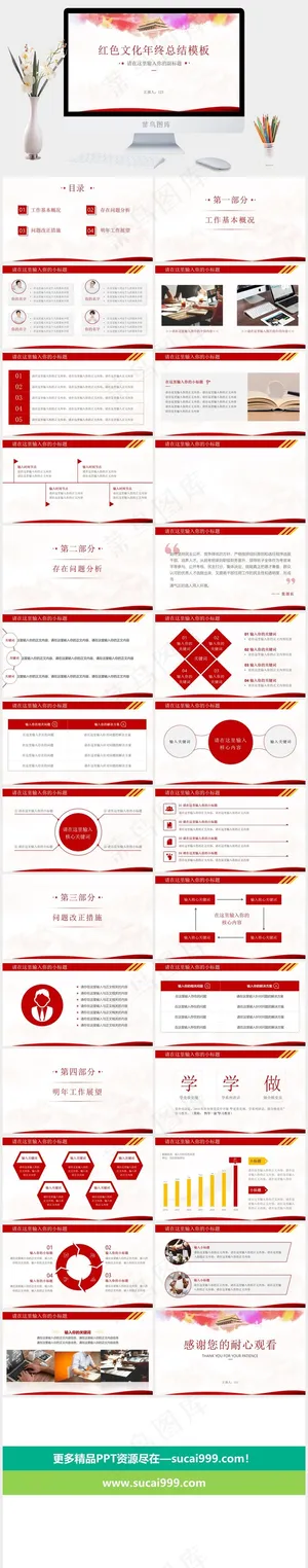 简约大气党政风年终总结报告通用ppt模板预览图