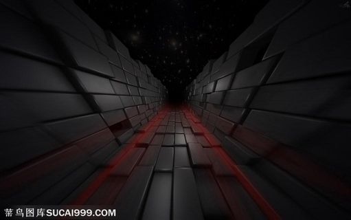 3D立体方块空间PPT海报C4D创意背景图片