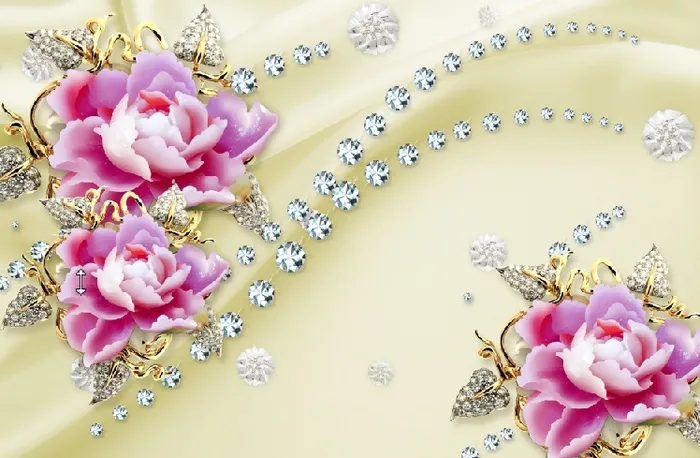 雕塑钻石牡丹花花卉背景墙