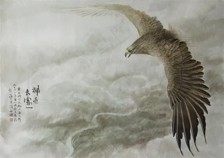神游太虚老鹰工笔画