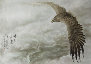 神游太虚老鹰工笔画