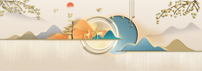 抽象麋鹿山水装饰画