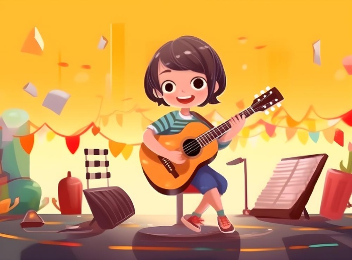 夏日音乐会孩子吉他背景