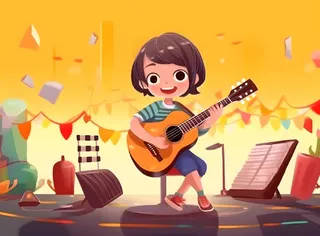 夏日音乐会孩子吉他背景