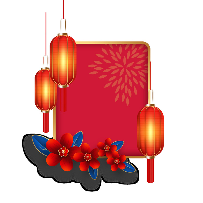 灯笼框装饰新年psd模版下载
