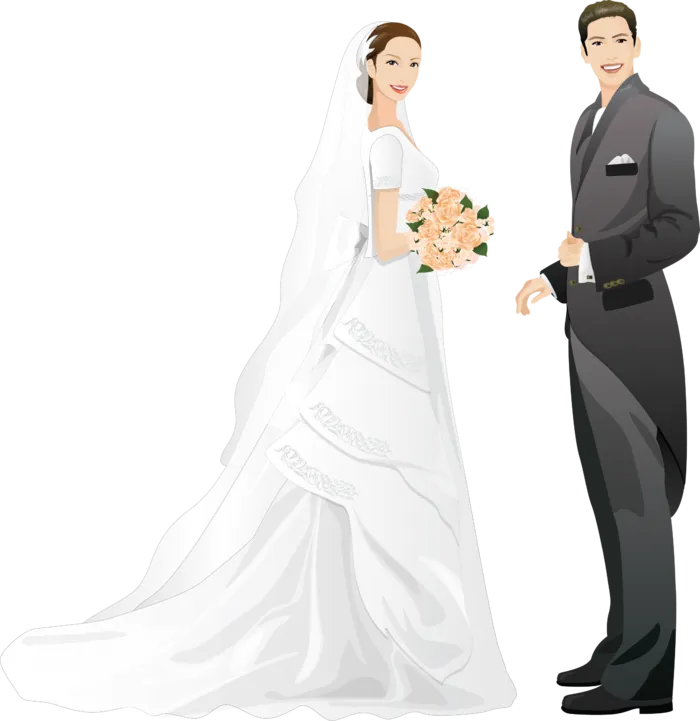 婚纱卡通人物婚礼白纱结婚婚纱摄影手绘