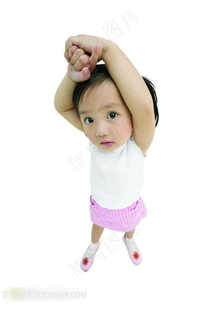 双手上举的女孩高清素材