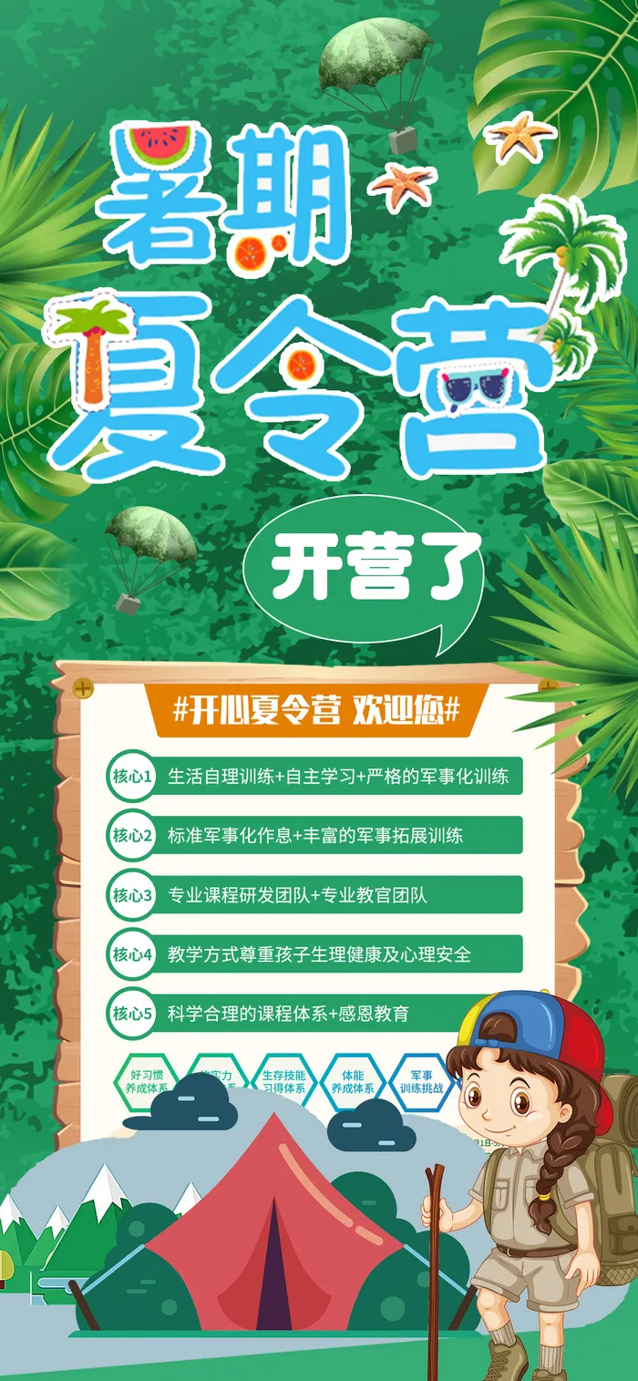 暑期夏令营招生海报psd模版下载