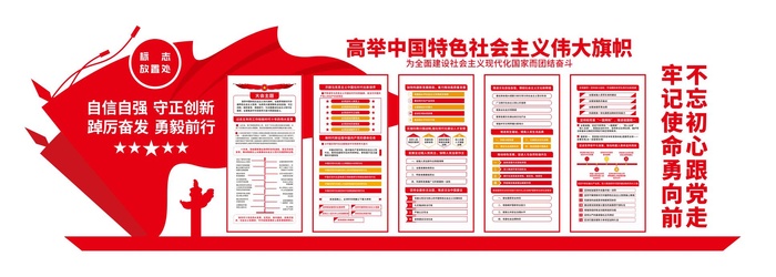 高举中国特色*伟大旗帜党建文化墙cdr矢量模版下载