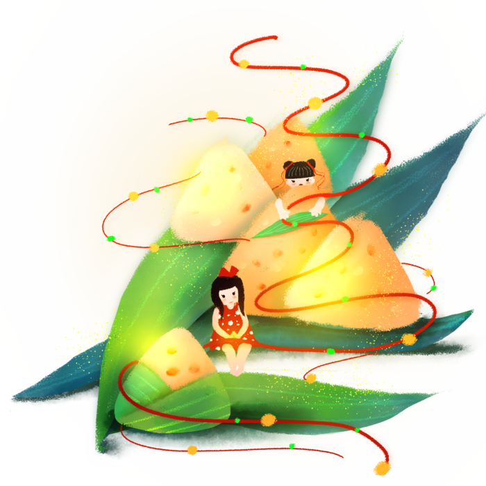 端午节小女孩配粽子免扣元素