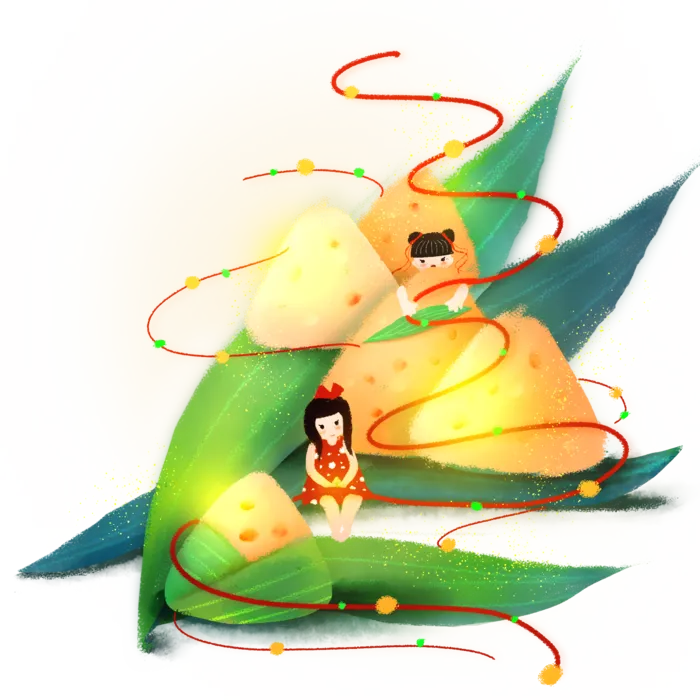 端午节小女孩配粽子免扣元素