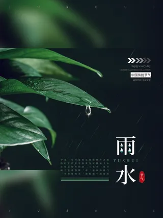 创意24节日二十四节气雨水春节春天宣传祝福海报模板PSD设计素材