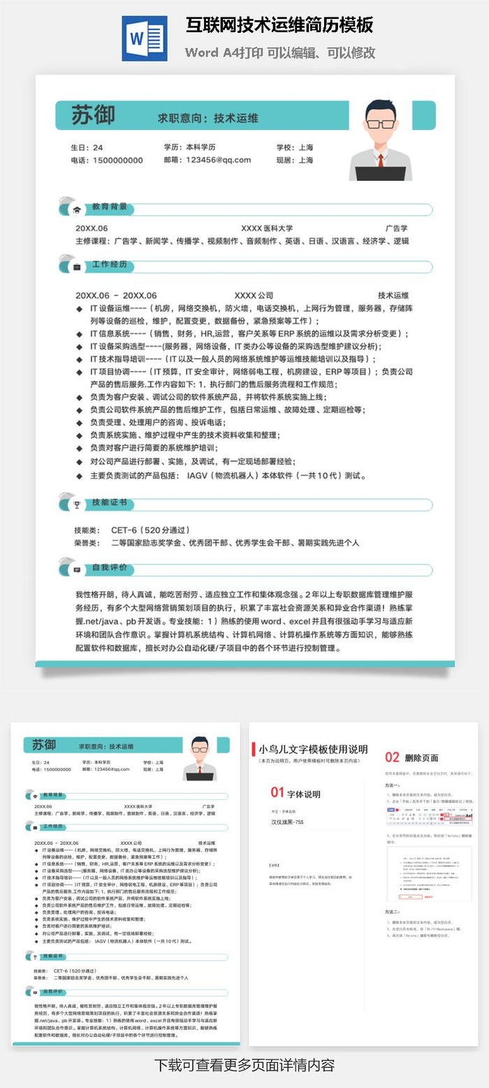互联网技术运维简历模板