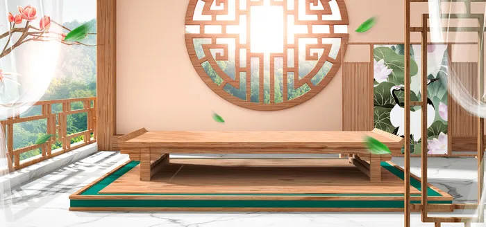 中国风国潮电商促销首页海报C4D背景图3D场景立体设计PSD素材模板psd模版下载