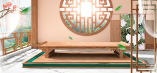 中国风国潮电商促销首页海报C4D背景图3D场景立体设计PSD素材模板