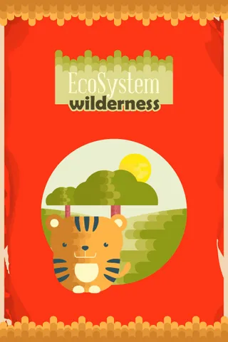 自然风景动物植物扁平矢量插画