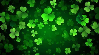 四叶草绿色叶子墨绿色卡通插画背景