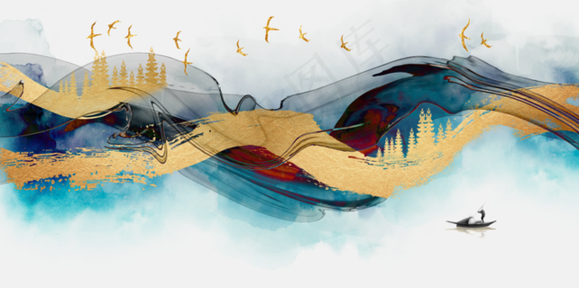 轻奢简约山水花鸟帆船海鸥客厅卧室玄关装饰酒店装饰画