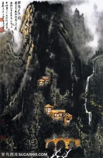 国画名家作品-李可染的雨后夕阳