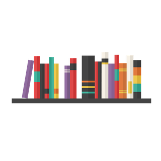 书架上的摆放书本插画元素