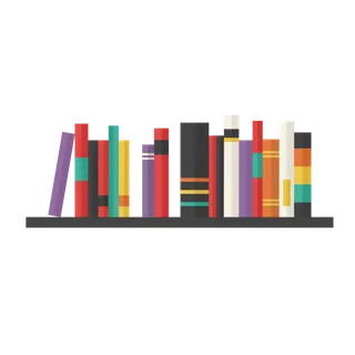 书架上的摆放书本插画元素