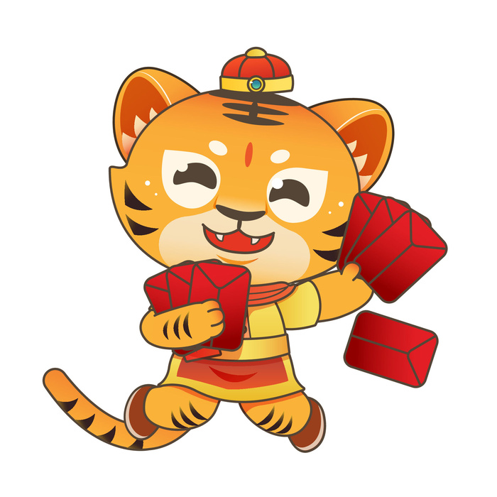 手绘2022虎年新年春节卡通老虎形象IP插画元素AI设计素材图案
