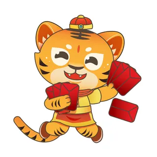 手绘2022虎年新年春节卡通老虎形象IP插画元素AI设计素材图案