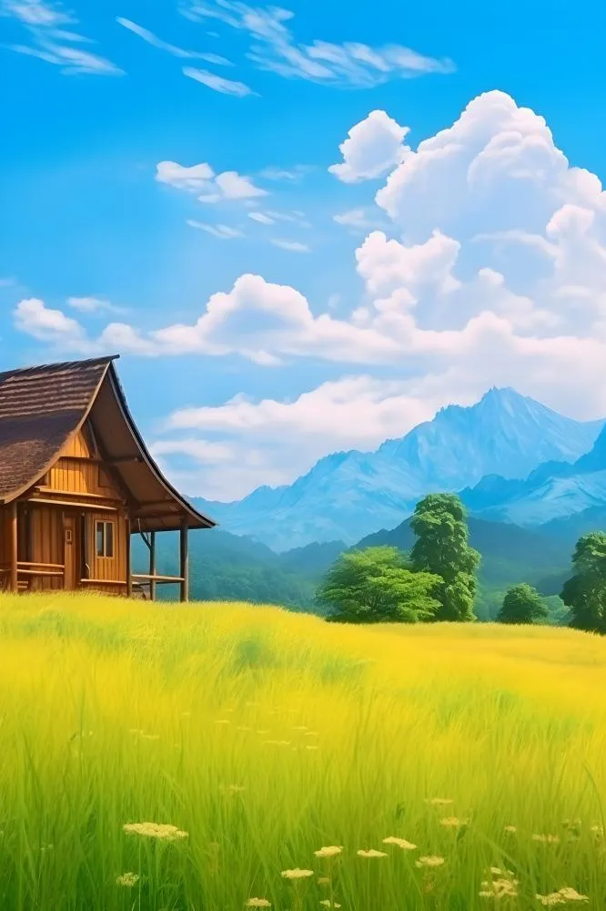 夏日阳光小屋清新背景(2400x3600)