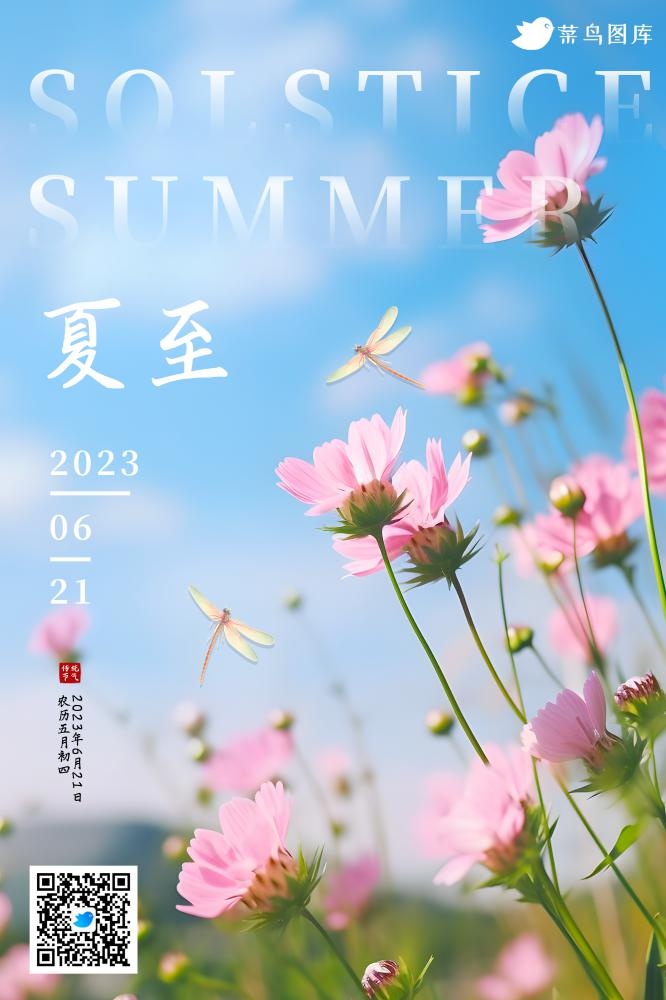 夏至节气大自然花草海报(2000x3000)psd模版下载