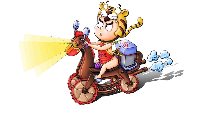 外卖小帅虎插画psd模版下载