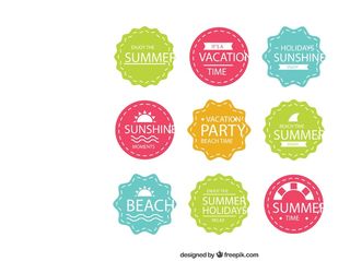 免抠彩色夏季度假标签