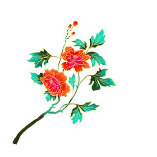 手绘国潮中国风古典牡丹花国花花卉装饰图案PSD设计素材