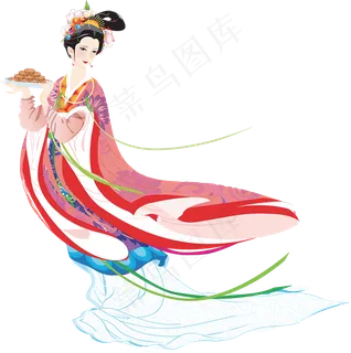 嫦娥美女卡通奔月中秋节 嫦娥美女卡通奔月中秋节